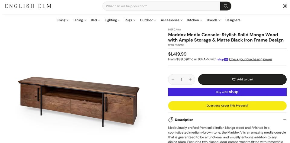Mercana Maddox Mango Wood Media Console - Image 7