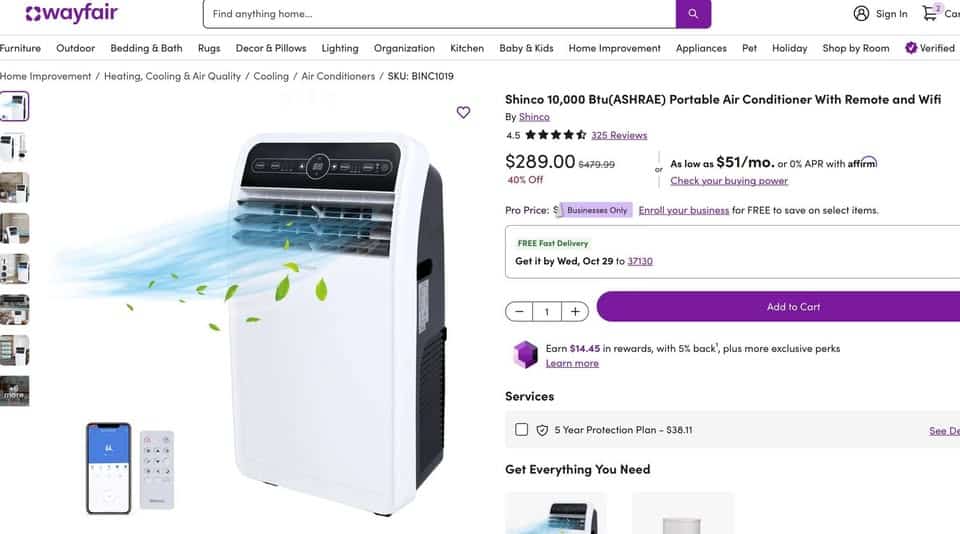 Shinco Portable Air Conditioner With Remote and Wifi - Image 7