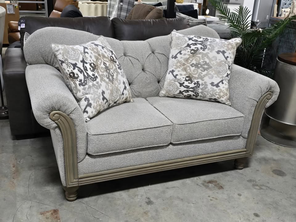 Beige Rolled Arm Loveseat - Image 4