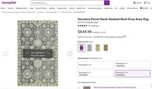9' x 13' Dorcelus Floral Hand Woven Wool Rug - Image 8