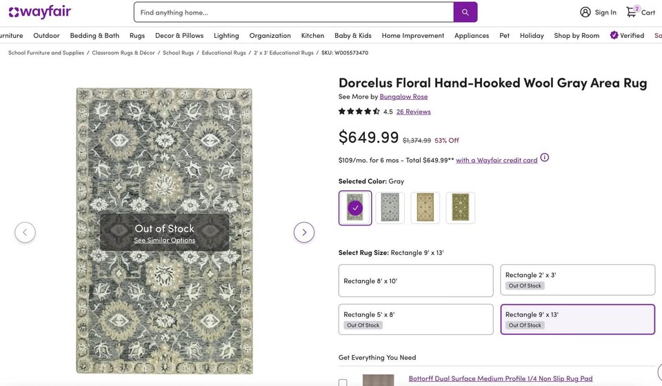 9' x 13' Dorcelus Floral Hand Woven Wool Rug - Image 8
