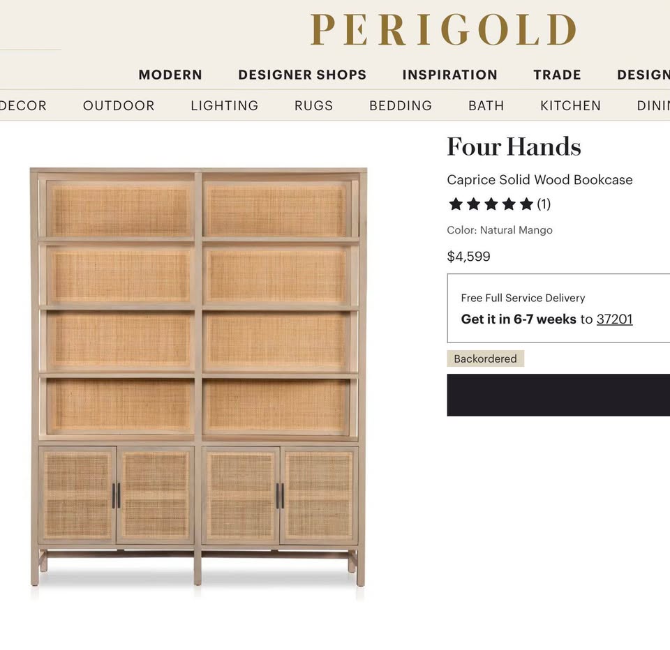 Four Hands Caprice Solid Wood Bookcase - Image 5