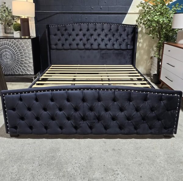Black KING Wingback Platform Bed - Image 3