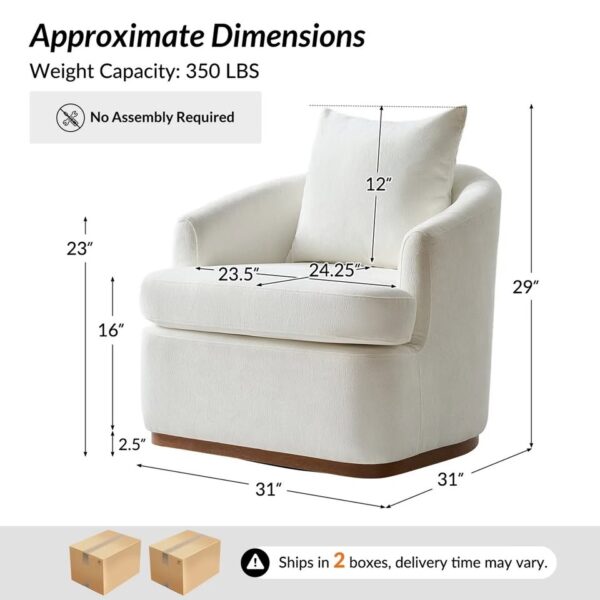 Set of 2 Ivory Swivel Accent Chairs - Image 3