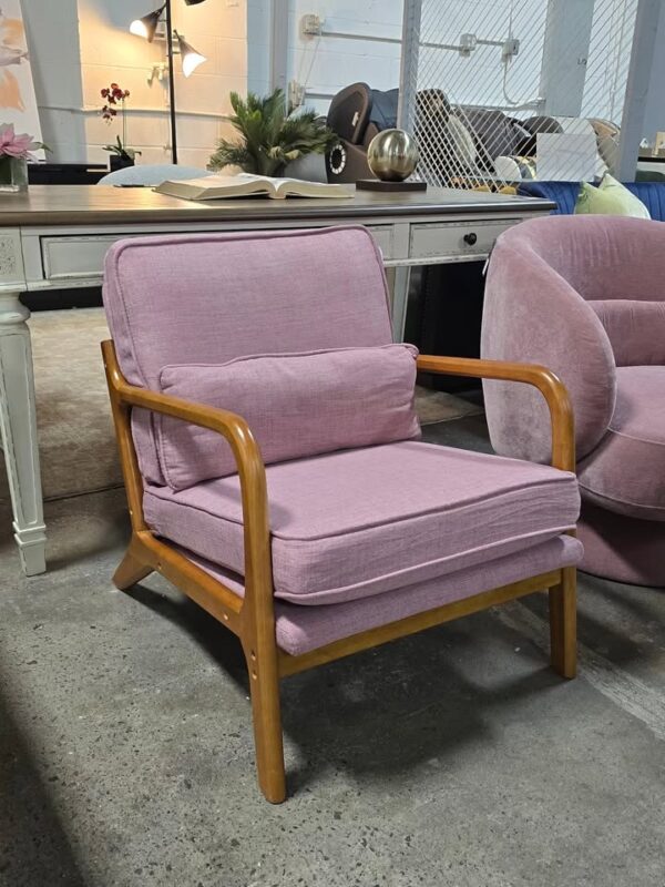 Pink Lemley Mid Century Modern Accent Chair - Image 3