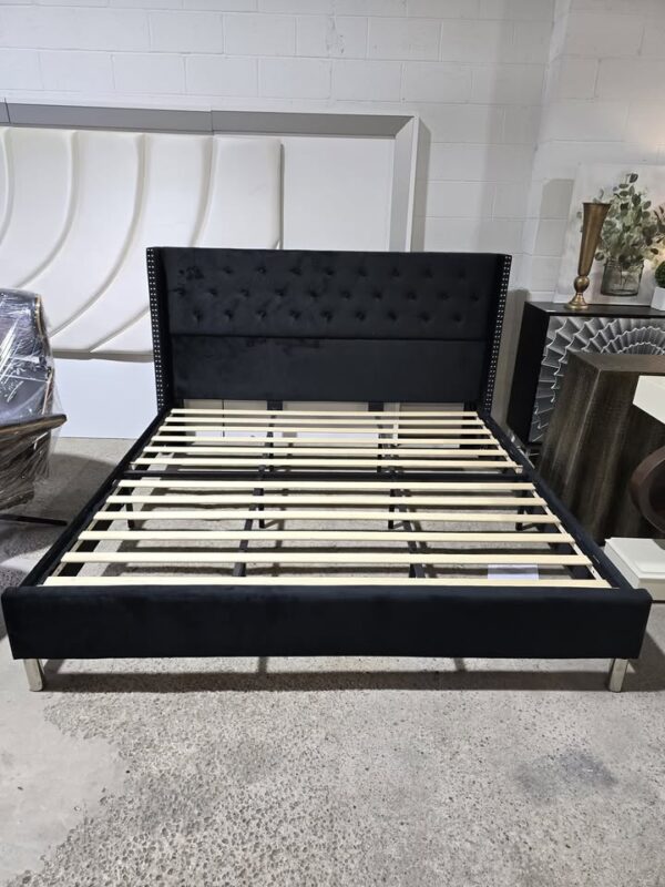 KING Black Velvet Platform Bed - Image 3
