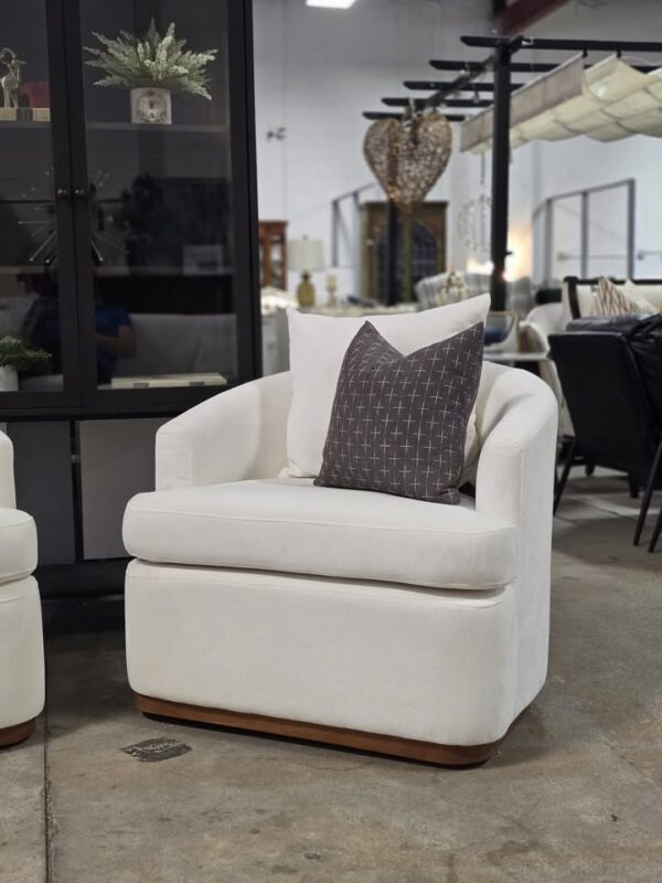 Set of 2 Ivory Swivel Accent Chairs - Image 4