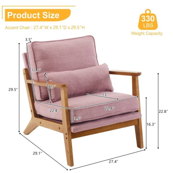 Pink Lemley Mid Century Modern Accent Chair - Image 2