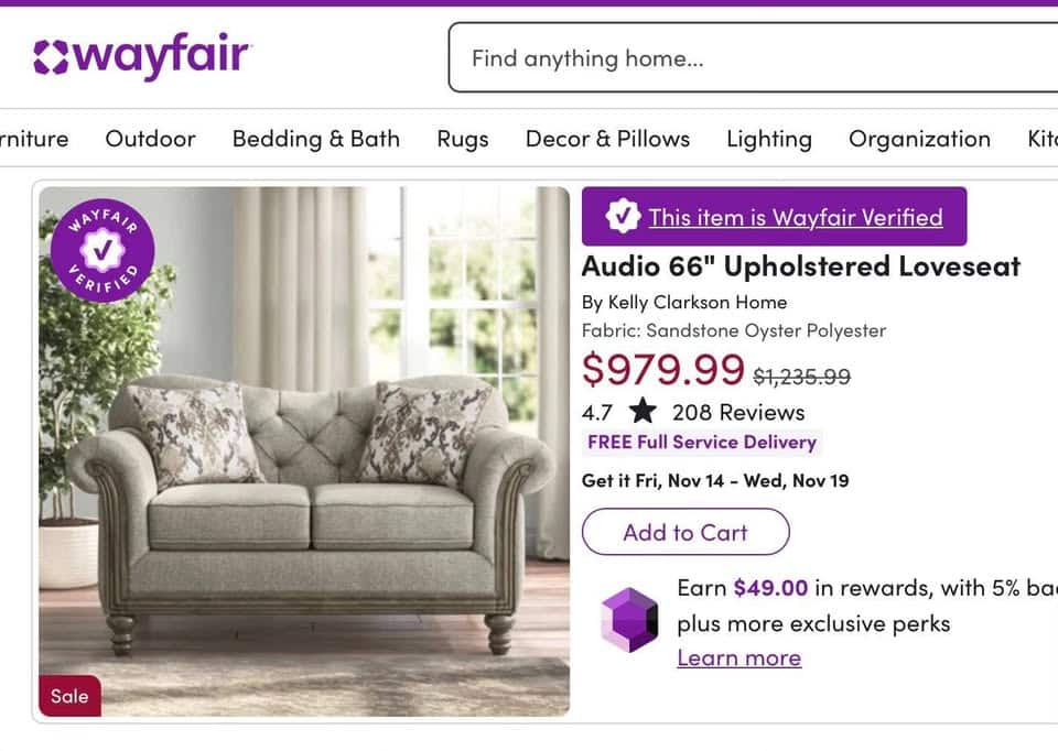 Beige Rolled Arm Loveseat - Image 2