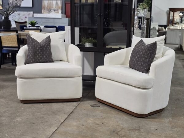 Set of 2 Ivory Swivel Accent Chairs - Image 5