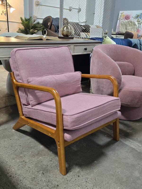 Pink Lemley Mid Century Modern Accent Chair