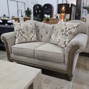 Beige Rolled Arm Loveseat
