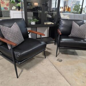 Set of 2 Black Mid Century Modern Accent Chairs