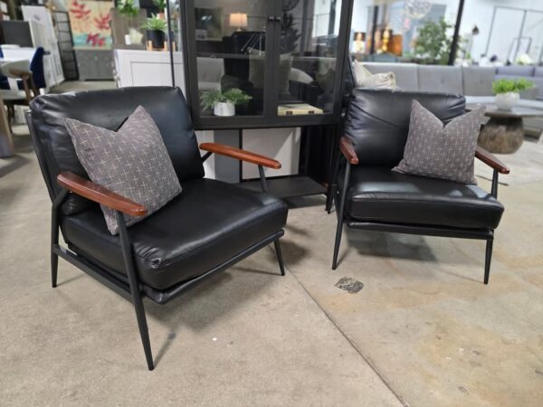 Set of 2 Black Mid Century Modern Accent Chairs