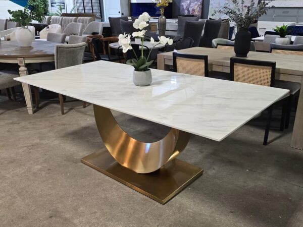 78" Marble & Gold Dining Table