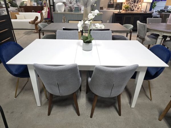 White Solid Wood Extendable Dining Table - Image 2