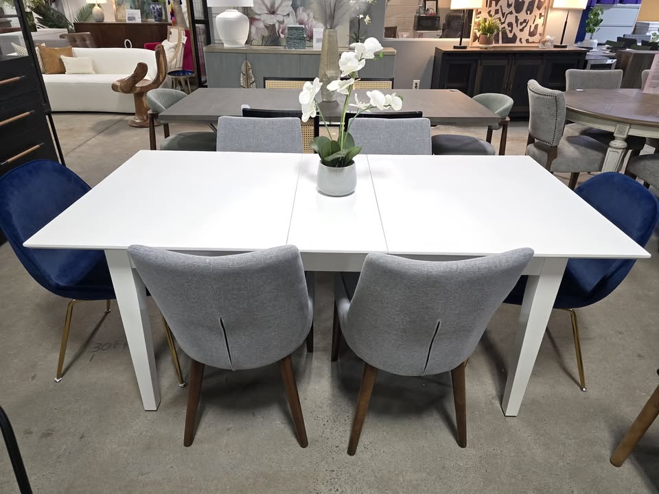 White Solid Wood Extendable Dining Table - Image 2