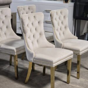 Set of 4 Tufted Velvet Dining Chairs