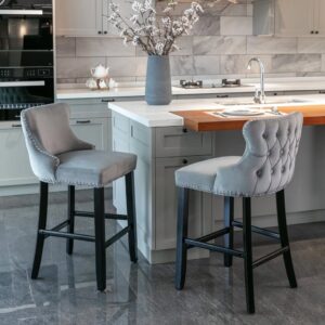 Set of 2 Tufted Counter Stools