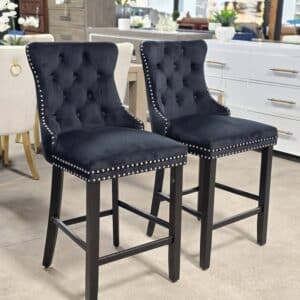 Set of 2 Black Counter Stools