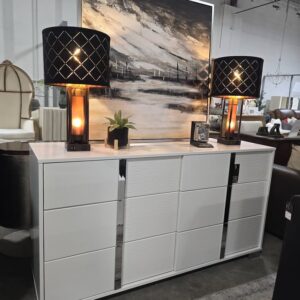 6 Drawer White Lacquer Dresser