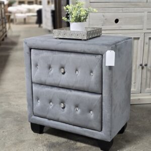 Grey Velvet Nightstand