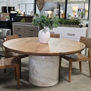 60" Solid Wood & Marble Dining Table