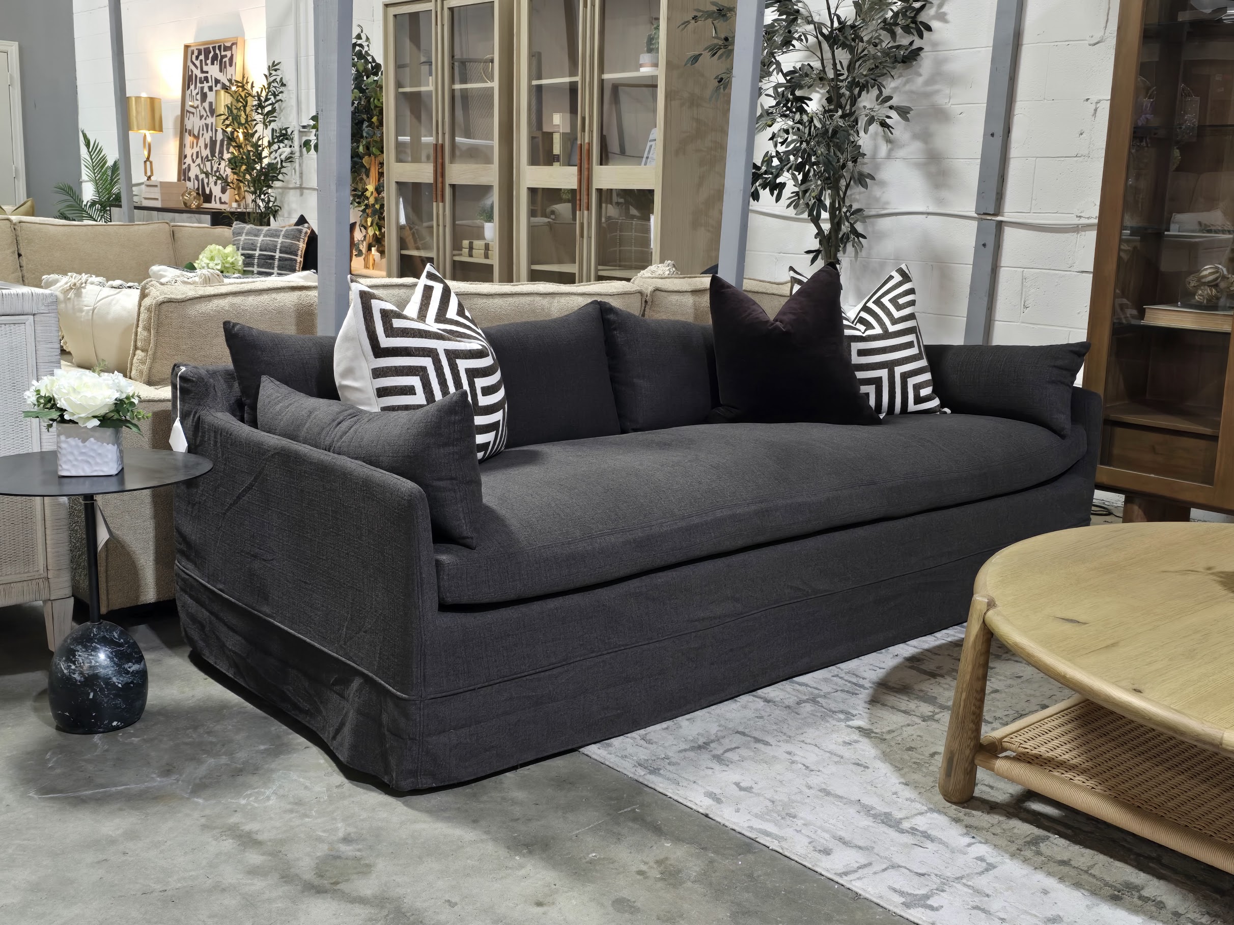 Raine Slipcovered Charcoal Sofa (BRAND NEW) - Image 2