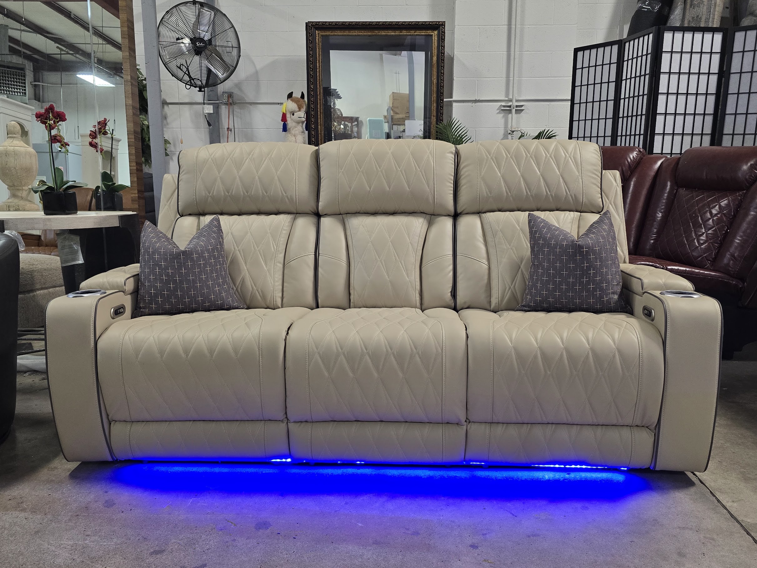 82" Beige Power Reclining Sofa *BRAND NEW*