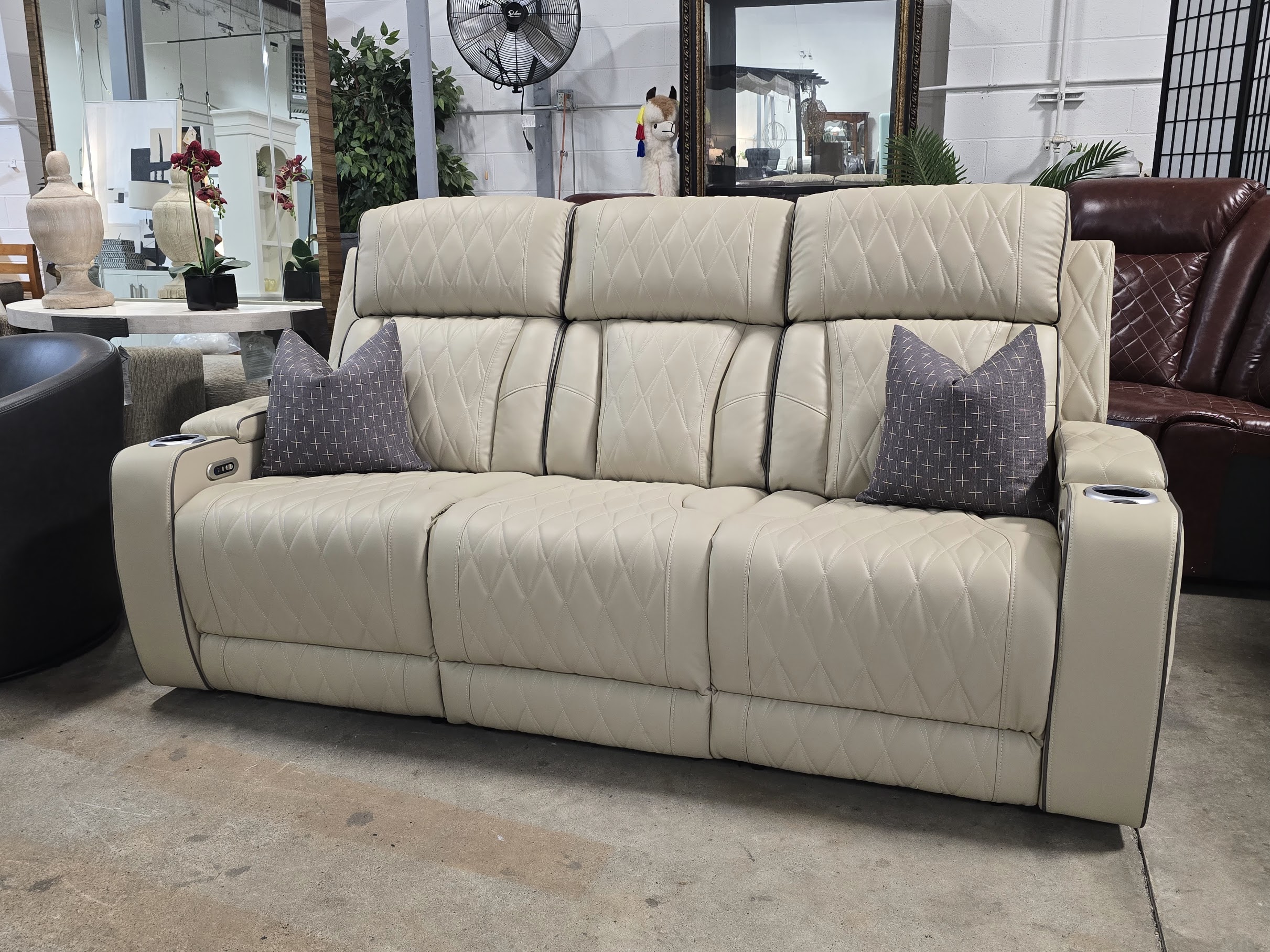 82" Beige Power Reclining Sofa *BRAND NEW* - Image 2