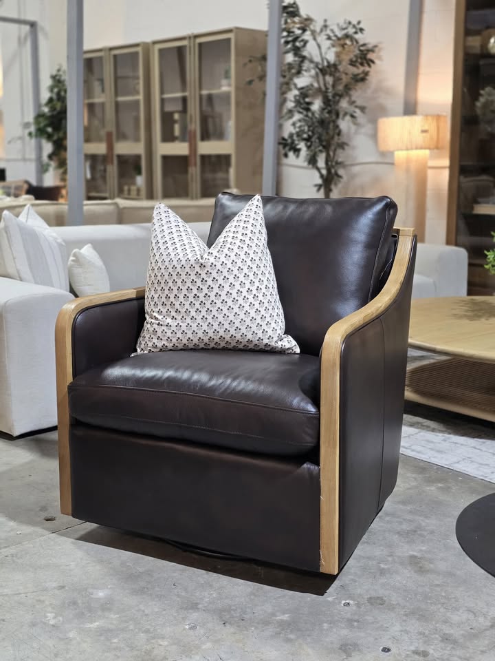 Grayton Genuine Leather Swivel Accent Chair *NEW* - Image 4
