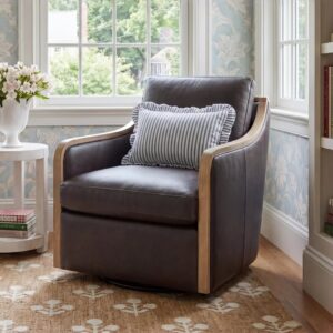 Grayton Genuine Leather Swivel Accent Chair *NEW*