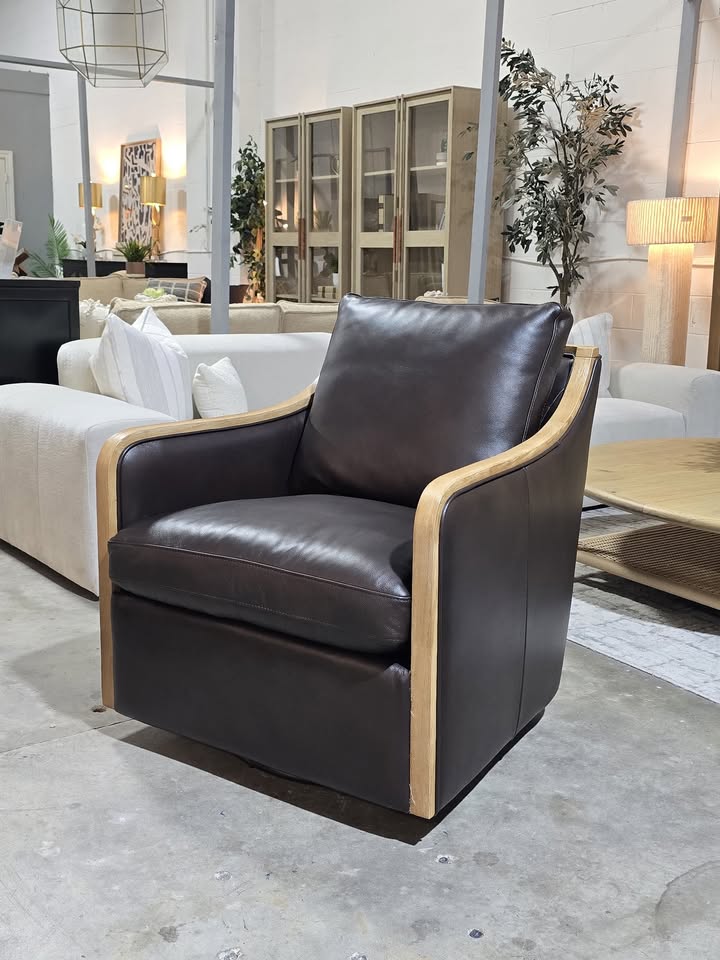 Grayton Genuine Leather Swivel Accent Chair *NEW* - Image 3