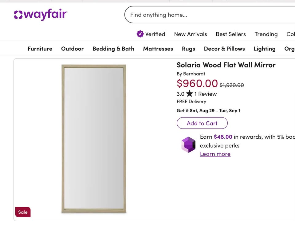 Bernhardt Solaria Full Body Mirror *BRAND NEW* - Image 2